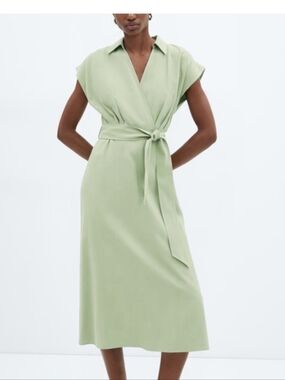 Sleeveless Wrap Midi Dress in Light Sage